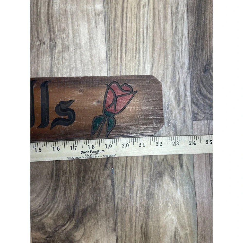 Vintage Personalized Hand Carved Wooden Family Name Sign 
